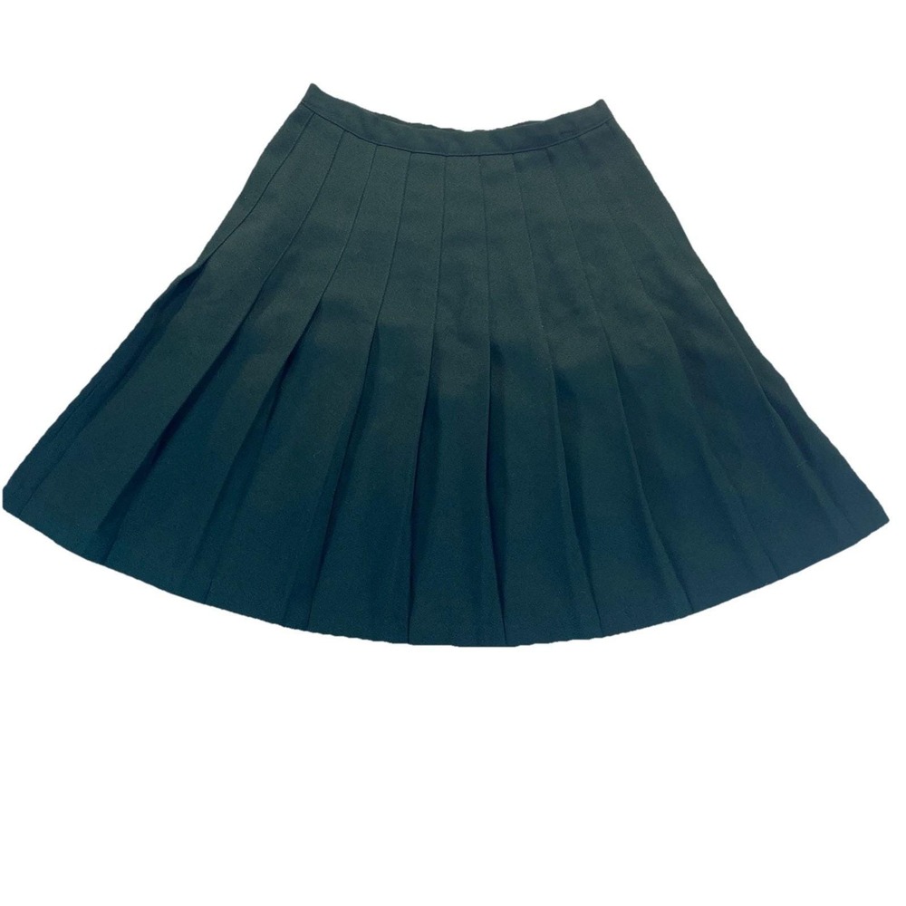 VTG‎ 90's Pleated Green Mini 6 Skirt METRO New York Dark Academia Schoolgirl